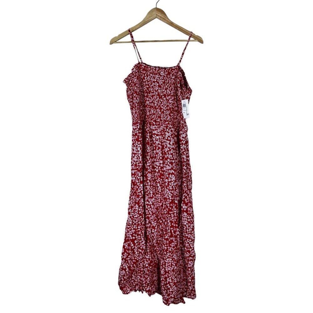 NWT Pacific Vibes Smocked Floral Maxi Dress Red Boho Cottagecore Size XL